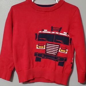 GAP Toddler Bright Red Knit Firetruck Sweater Boy's Size 3T